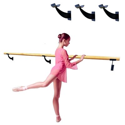 Ballet Barre Premium 10 FT Long 2.0 Diameter + Open Brackets Wall Mounted Black Set Dance Equipment | For Kids and Adults, Home/Studio Ballet Bar Wood Barre, Dance Bar Stretch Bar, Dancing/Stretching