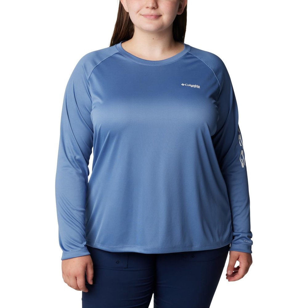 Columbia Women's Tidal Tee II Long Sleeve, Bluestone/White Logo, X-Small