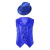 JanJean Kids Boys Girls Sparkly Sequins Vest Crop Top Hip Hop Jazz Modern Dance Jacket Waistcoat Stage Performance Wear Blue A 3-4 Years view 1