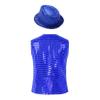 JanJean Kids Boys Girls Sparkly Sequins Vest Crop Top Hip Hop Jazz Modern Dance Jacket Waistcoat Stage Performance Wear Blue A 3-4 Years view 2
