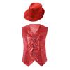JanJean Kids Boys Girls Sparkly Sequins Vest Crop Top Hip Hop Jazz Modern Dance Jacket Waistcoat Stage Performance Wear Red A 3-4 Years view 1