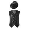 JanJean Kids Boys Girls Sparkly Sequins Vest Crop Top Hip Hop Jazz Modern Dance Jacket Waistcoat Stage Performance Wear Black A 3-4 Years view 1