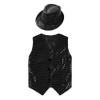 JanJean Kids Boys Girls Sparkly Sequins Vest Crop Top Hip Hop Jazz Modern Dance Jacket Waistcoat Stage Performance Wear Black A 3-4 Years view 3