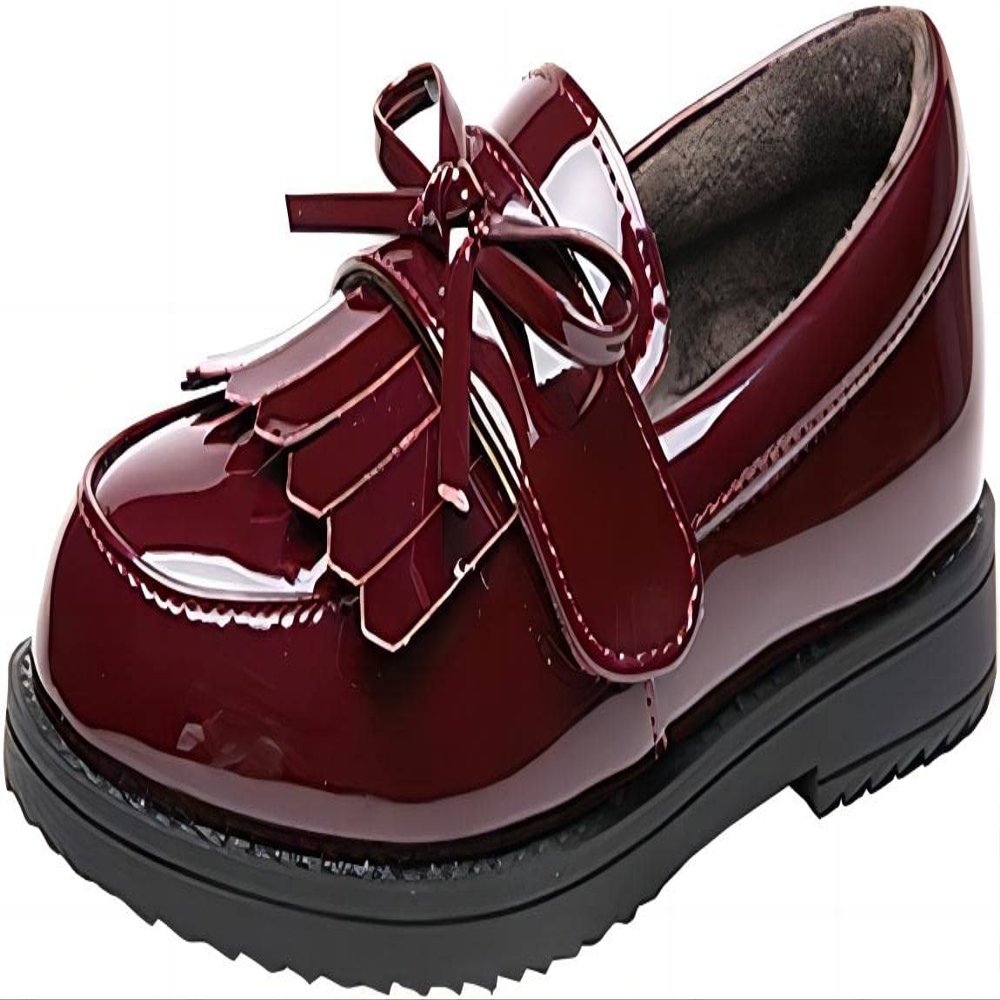 kkdom Girl's Classic Tassel School Uniform Shoes British Style Oxford Shoes US Size Little Kid 2.5