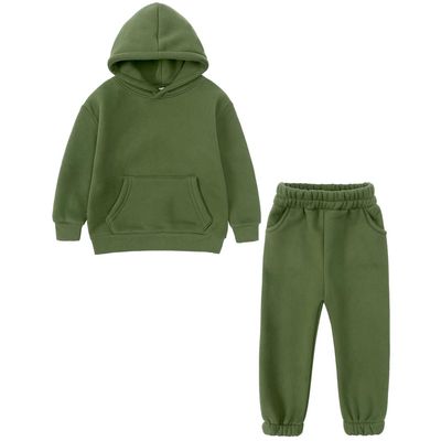 ZFTTZYMX Youth 2Pcs Brushed Fleece Sweatsuit Hooded Pullover Tracksuit Kids Boys Girls Sweatshirt + Pants Outfits Set