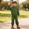ZFTTZYMX Youth 2Pcs Brushed Fleece Sweatsuit Hooded Pullover Tracksuit Kids Boys Girls Sweatshirt + Pants Outfits Set view 2