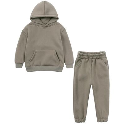 ZFTTZYMX Youth 2Pcs Brushed Fleece Sweatsuit Hooded Pullover Tracksuit Kids Boys Girls Sweatshirt + Pants Outfits Set