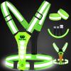 West Biking Running Vest Light - Led Running Reflective Gear For Walking At Night, High Visibility Night Rechargeable Light Up Running Vest, Adjustable Running Lights For Runners(Green) view 1