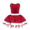 Aislor Girls Christmas Snow-Man Costume Short Puff Sleeves Velvet Ballet Tutu Dress Leotard Dancewearr Dess Up Clothes 2 Red 16 Years view 3