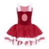 Aislor Girls Christmas Snow-Man Costume Short Puff Sleeves Velvet Ballet Tutu Dress Leotard Dancewearr Dess Up Clothes 2 Red 16 Years view 4