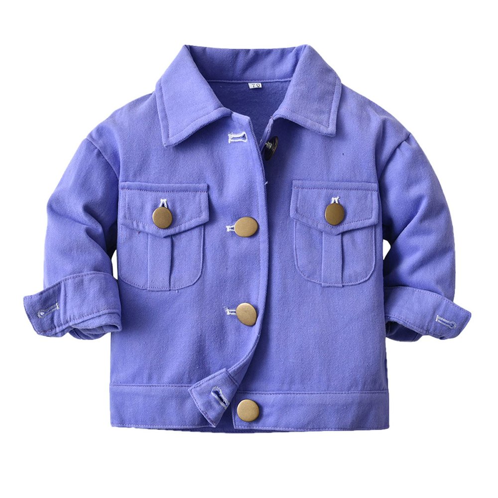 Toddler Boys Girls Windproof Solid Denim Coat Jacket Kids Warm Outerwear Jacket Baby Jean Jacket (Purple, 3-4 Years)