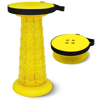 Adjustable Retractable Portable Collapsible Folding Stool for Adults Heavy Duty with Load Capacity 770 lbs, Collapsible Chair Camping Stool for Travel HuntingBlack (Tartrazine)