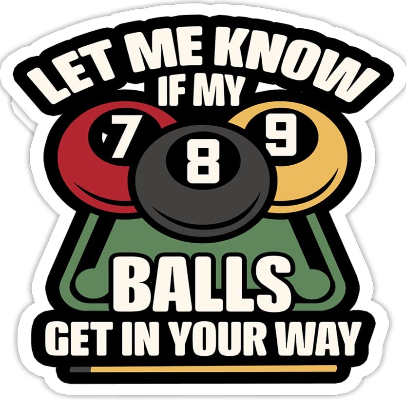Billiard 8 Ball Play Pool Table Cue Stick Snooker- 4x3 Vinyl Stickers, Laptop Decal, Water Bottle Sticker (Set of 3)