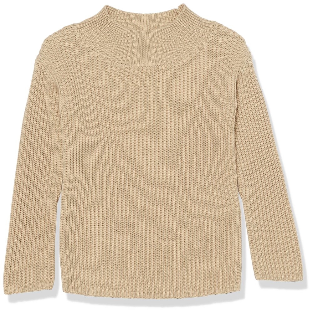Amazon Essentials Toddler Girls' Modern Wide-Neck Pullover Sweater, Tan, 2T