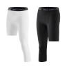 Charque Men's Compression Pants, Athletic Base Layer One Leg 3/4 Capri Tights Leggings for Running Basketball Gym view 1