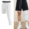 Charque Men's Compression Pants, Athletic Base Layer One Leg 3/4 Capri Tights Leggings for Running Basketball Gym view 2