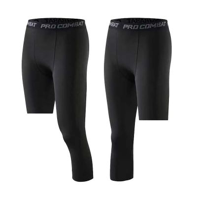 Charque Men's Compression Pants, Athletic Base Layer One Leg 3/4 Capri Tights Leggings for Running Basketball Gym