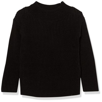 Amazon Essentials Girls' Modern Wide-Neck Pullover Sweater, Black, X-Large