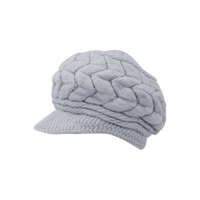 Andiker Winter Knit Hat for Women, Slouchy Beanies Cap with Brim, Warm Fleece Lined Women Thick Hat (Grey)