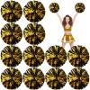 Deekin 12 Pcs Cheerleading Pom Poms Cheerleader Squad Spirited Fun Pompoms 12 Inch Metallic Foil Cheer Pom Poms with Handle Flowers for Sport Team Dance Costume Party 50g Weight Each(Black and Gold) view 1