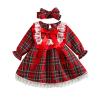 FIOMVA Toddler Baby Girl Christmas Dress Red Plaid Tutu Skirt Party Princess Dresses Fall Winter Clothes Outfit (Red Bowknot,6-12 Months) view 1