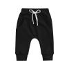 Muasaaluxi Newborn Toddler Baby Girl Boy Pants Basic Solid Color Jogger Pants Drawstring Elastic Waist Fall Trousers 0-3T (Black, 18-24 Months) view 1