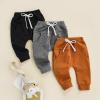 Muasaaluxi Newborn Toddler Baby Girl Boy Pants Basic Solid Color Jogger Pants Drawstring Elastic Waist Fall Trousers 0-3T (Black, 18-24 Months) view 2