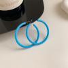 80 90s Big Circle Colorful Candy Color Acrylic Hoop Stud Hoop Earrings for Women Jewelry Gifts Geometric Matte Bright Fluorescence Costume Classic Retro Round Earrings-Blue view 3