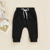 Muasaaluxi Newborn Toddler Baby Girl Boy Pants Basic Solid Color Jogger Pants Drawstring Elastic Waist Fall Trousers 0-3T (Black, 6-12 Months) view 3