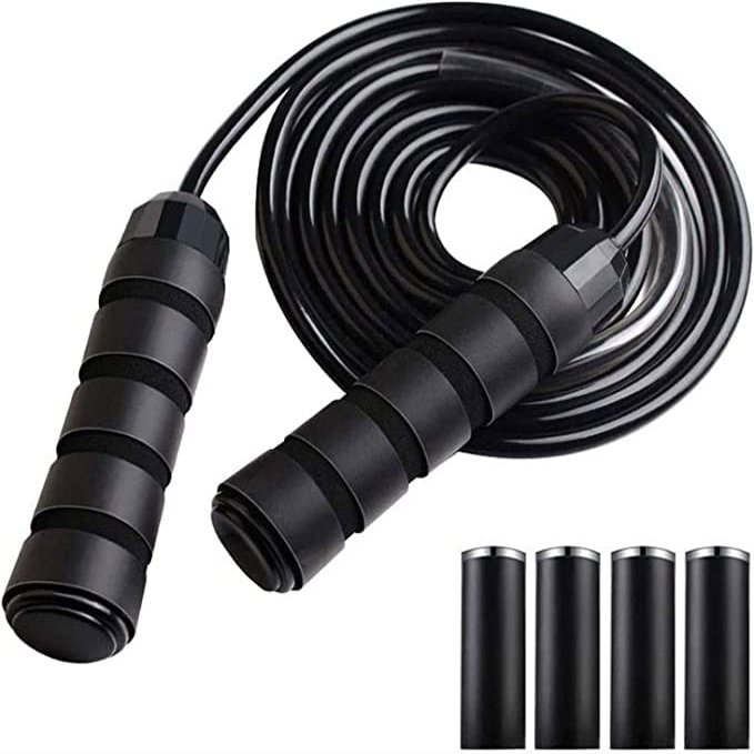 ELORES Weighted Jump Rope for Exercise,Rapid Speed Cable Skipping Rope, Tangle-Free, Adjustable Length,for Cardio, Fitness, Workouts