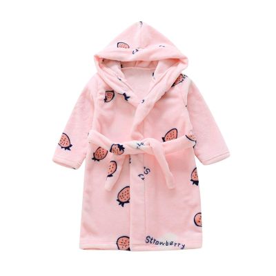 Toddler Baby Boys Girls Cartoon Bathroes Flannel Night-Roe leepwear Toddler Girls Christmas (Pink, 3-4 Years)