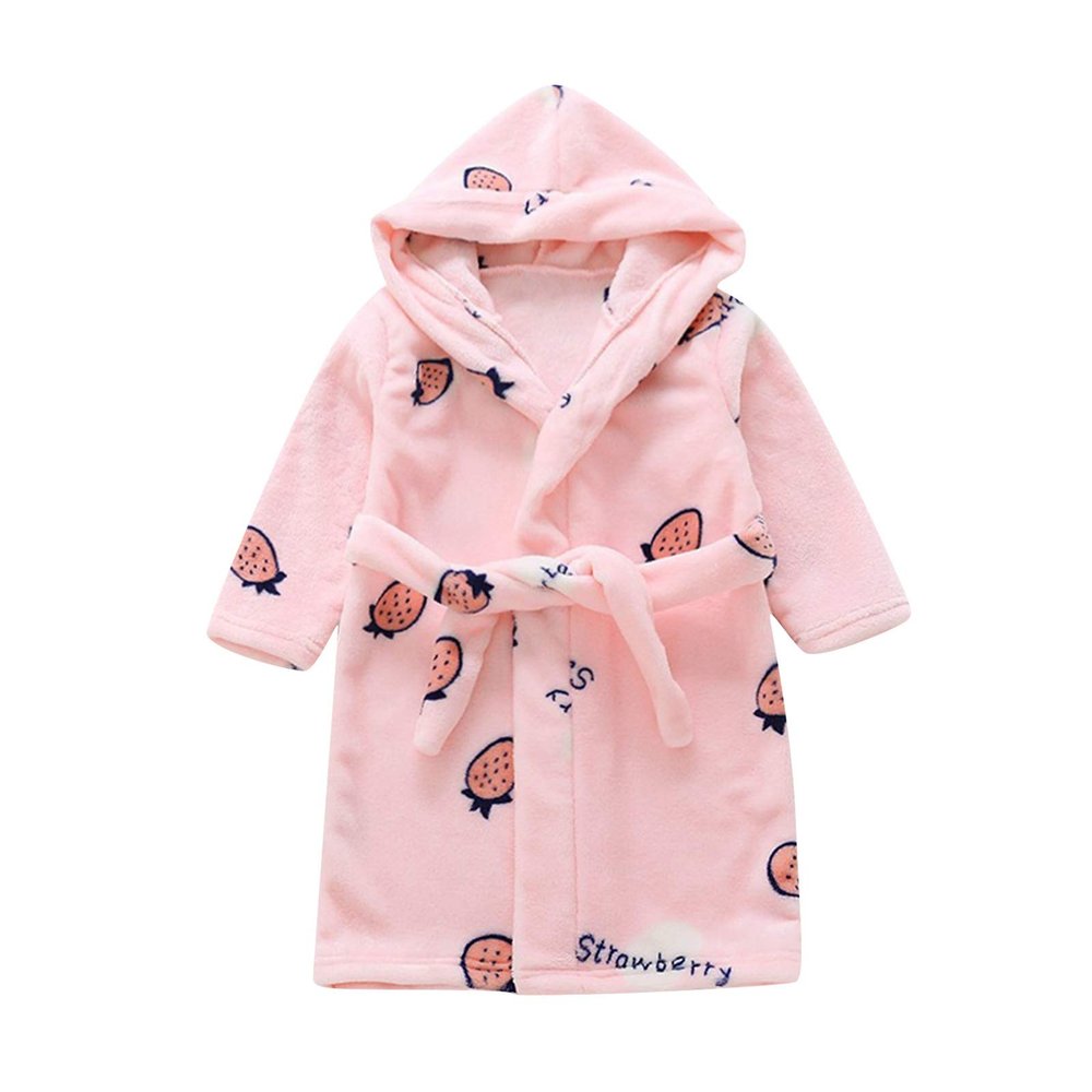Toddler Baby Boys Girls Cartoon Bathroes Flannel Night-Roe leepwear Toddler Girls Christmas (Pink, 3-4 Years)