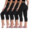 4 Pack Black Capri Leggings for Women L XL High Waisted Tummy Control Butt Lifting Soft Workout Slimming No See-Thru Yoga Pants Workout Running Gym Athletic 3/4 Capris Seniors Summer Tights view 1