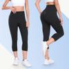 4 Pack Black Capri Leggings for Women L XL High Waisted Tummy Control Butt Lifting Soft Workout Slimming No See-Thru Yoga Pants Workout Running Gym Athletic 3/4 Capris Seniors Summer Tights view 2