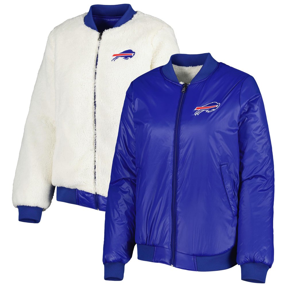 G-III Sports Women's Oatmeal/Royal Buffalo Bills Switchback Reversible Full-Zip Jacket