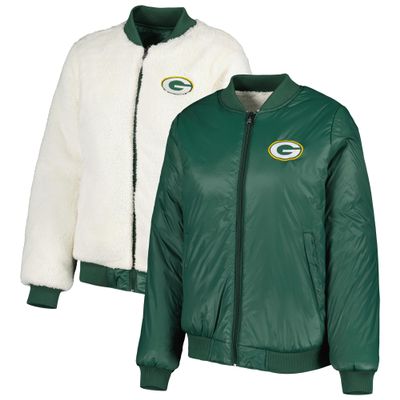G-III Sports Women's Oatmeal/Green Green Bay Packers Switchback Reversible Full-Zip Jacket