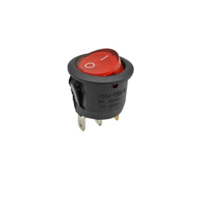 5pcs KCD1 Rocker Switch 2 Pin 3 Pin 4 Pin 20mm ON-OFF ON-OFF-ON Round Boat Switch Cap Dash Dashboard (2position 3pin round red B)