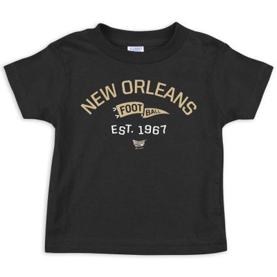 Retro Pennant Baby Apparel for New Orleans Football Fans (NB-7T) (Black Toddler Tee, 5/6T)