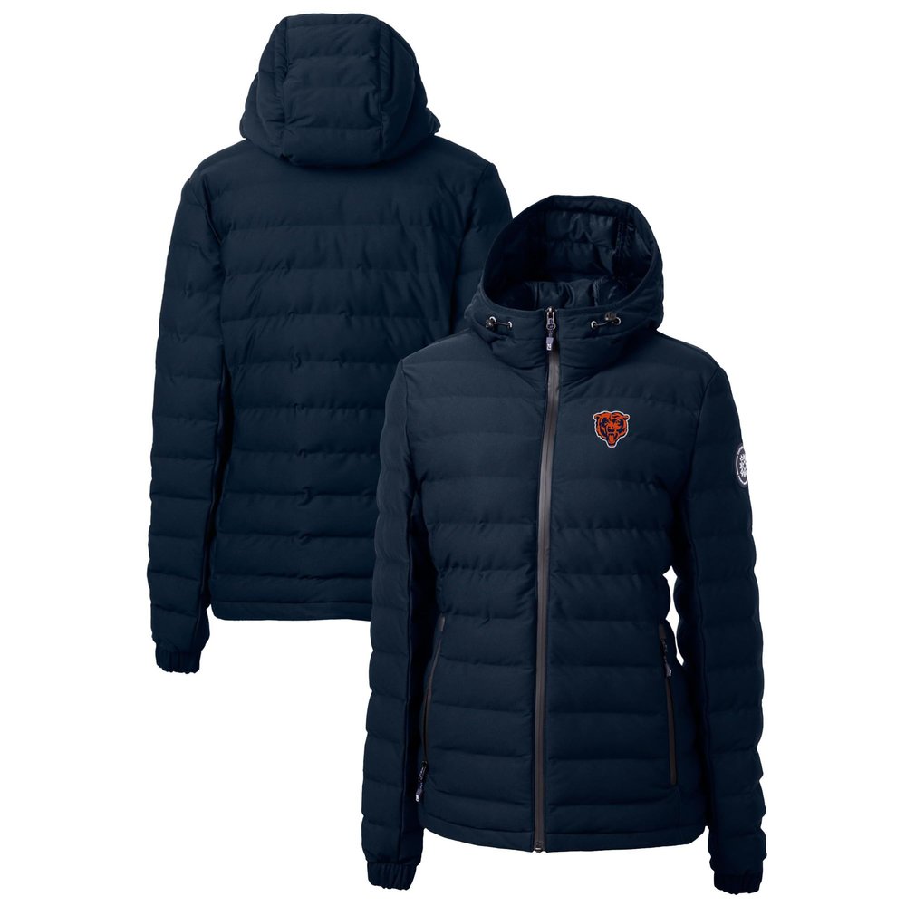 Cutter & Buck Women's Navy Chicago Bears Throwback Logo Mission Ridge Repreve Puffer Full-Zip Jacket