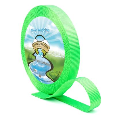 Country Brook Design - Nylon Webbing 1 Inch Straps for Bags, Furniture Straps, Molle Straps, Nylon Strap, Bag Straps, Lashing Straps, Purse Making Supplies (Hot Lime Green, 50 Yards)