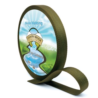 Country Brook Design - Nylon Webbing 1 Inch Straps for Bags, Furniture Straps, Molle Straps, Nylon Strap, Bag Straps, Lashing Straps, Purse Making Supplies (Dark Olive Drab, 50 Yards)