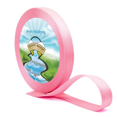 Country Brook Design - Nylon Webbing 1 Inch Straps for Bags, Furniture Straps, Molle Straps, Nylon Strap, Bag Straps, Lashing Straps, Purse Making Supplies (Pink, 50 Yards)