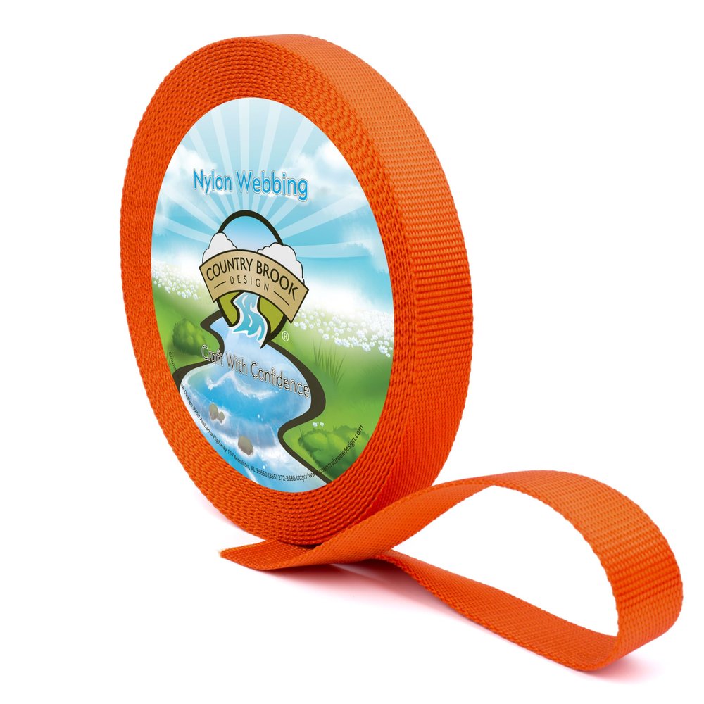 Country Brook Design - Nylon Webbing 1 Inch Straps for Bags, Furniture Straps, Molle Straps, Nylon Strap, Bag Straps, Lashing Straps, Purse Making Supplies (Orange, 50 Yards)