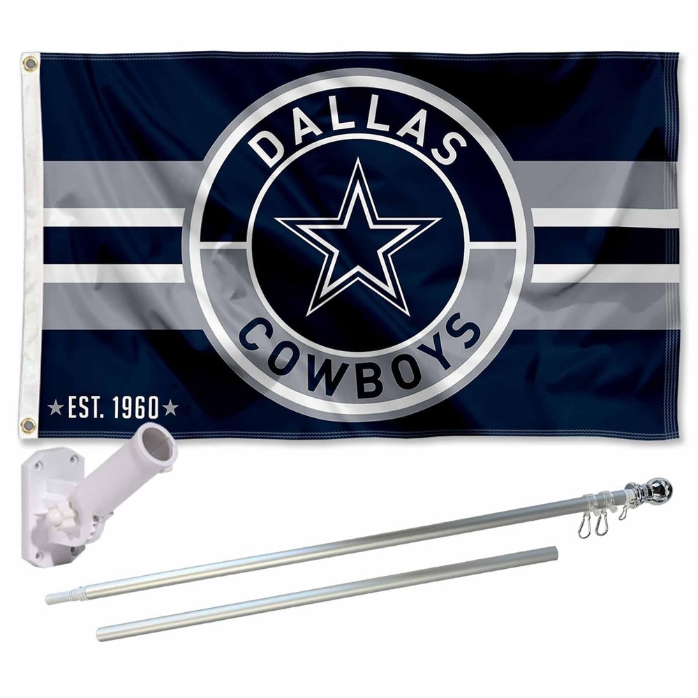 Dallas Cowboys Patch Logo Flag Pole and Bracket Mount Kit