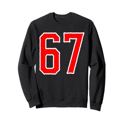 White Red Sports Team Number #67 Sweatshirt