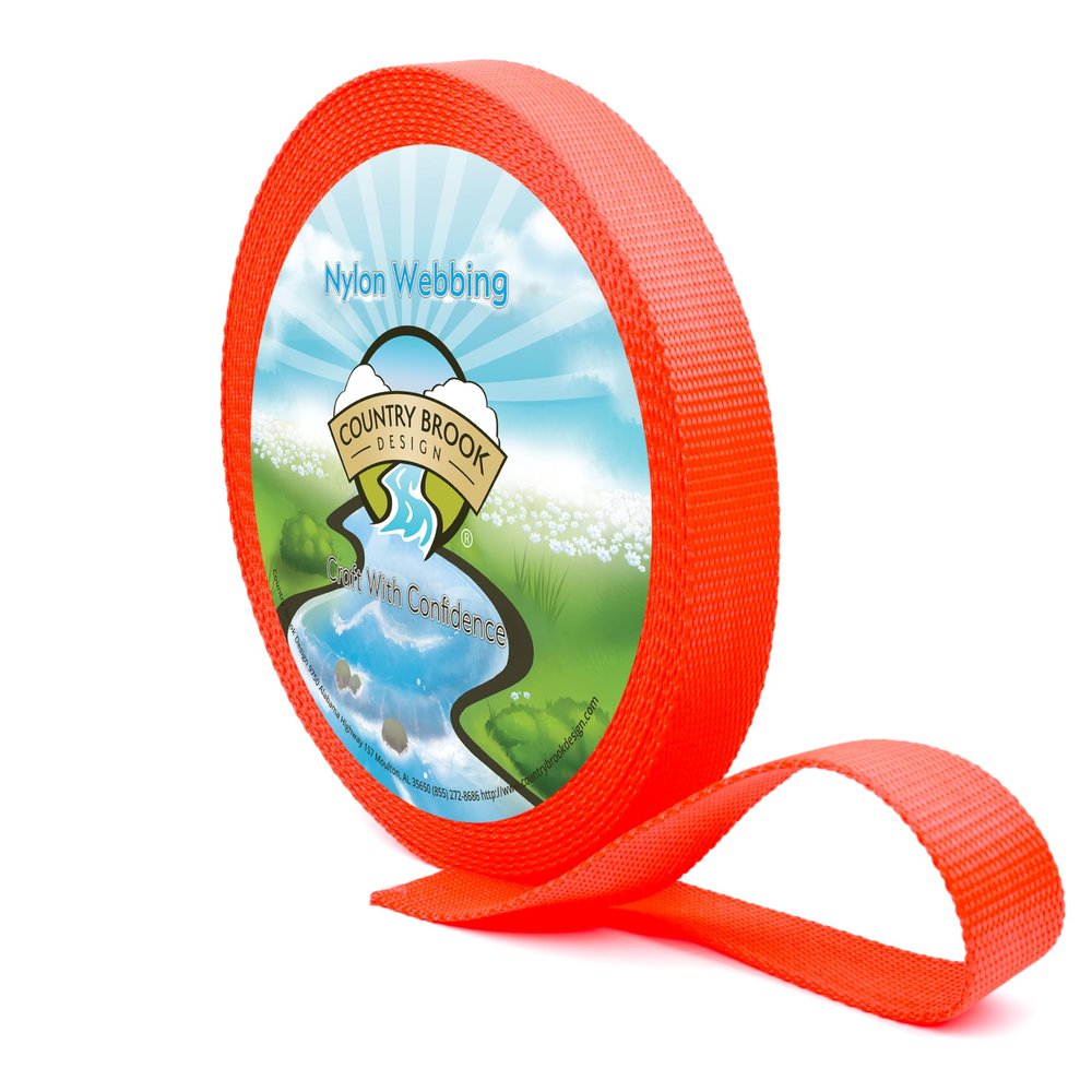 Country Brook Design - Nylon Webbing 1 Inch Straps for Bags, Furniture Straps, Molle Straps, Nylon Strap, Bag Straps, Lashing Straps, Purse Making Supplies (Neon Orange, 50 Yards)