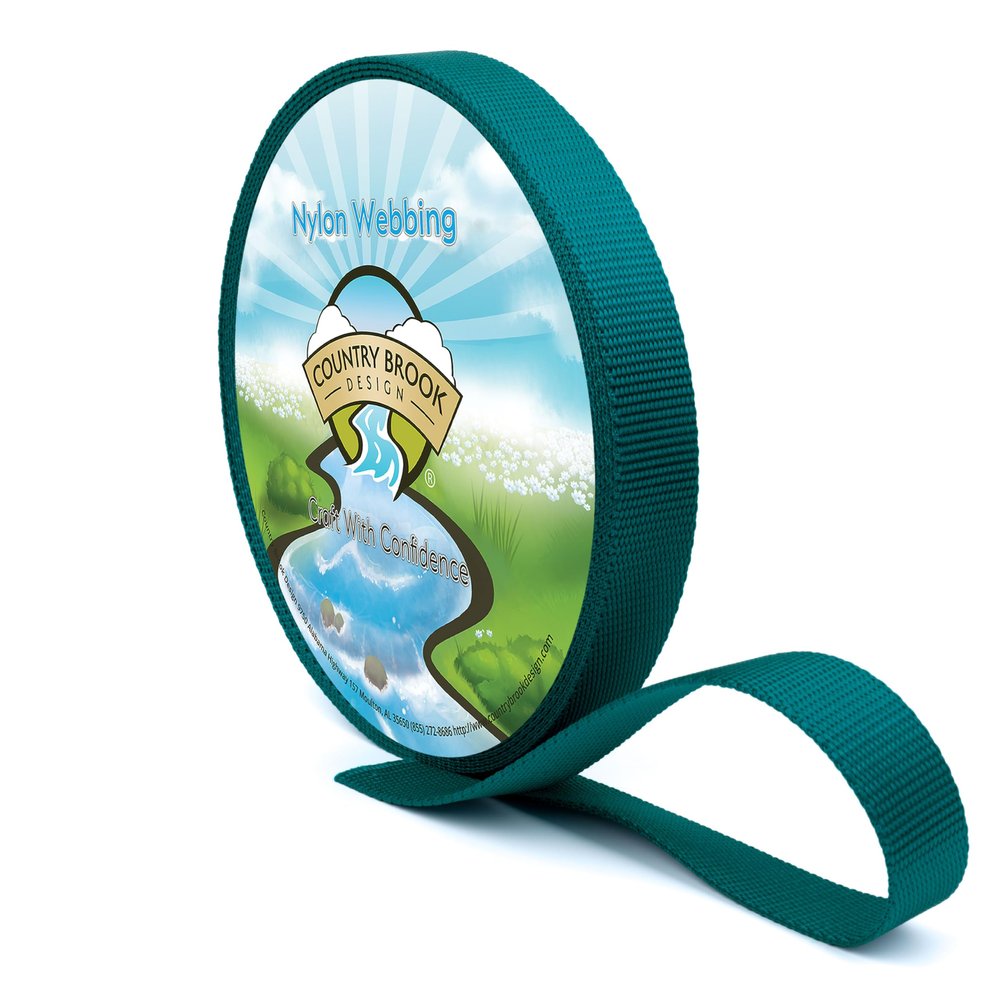 Country Brook Design - Nylon Webbing 1 Inch Straps for Bags, Furniture Straps, Molle Straps, Nylon Strap, Bag Straps, Lashing Straps, Purse Making Supplies (Teal, 50 Yards)