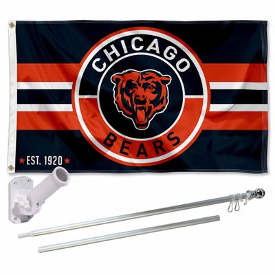 Chicago Bears Patch Logo Flag Pole and Bracket Mount Kit