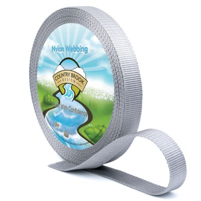 Country Brook Design - Nylon Webbing 1 Inch Straps for Bags, Furniture Straps, Molle Straps, Nylon Strap, Bag Straps, Lashing Straps, Purse Making Supplies (Silver, 50 Yards)