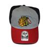 '47 Chicago Blackhawks Tri-Color Clean Up Adjustable Cap - NHL, Relaxed Fit, Baseball Dad Hat Gray, One Size view 1